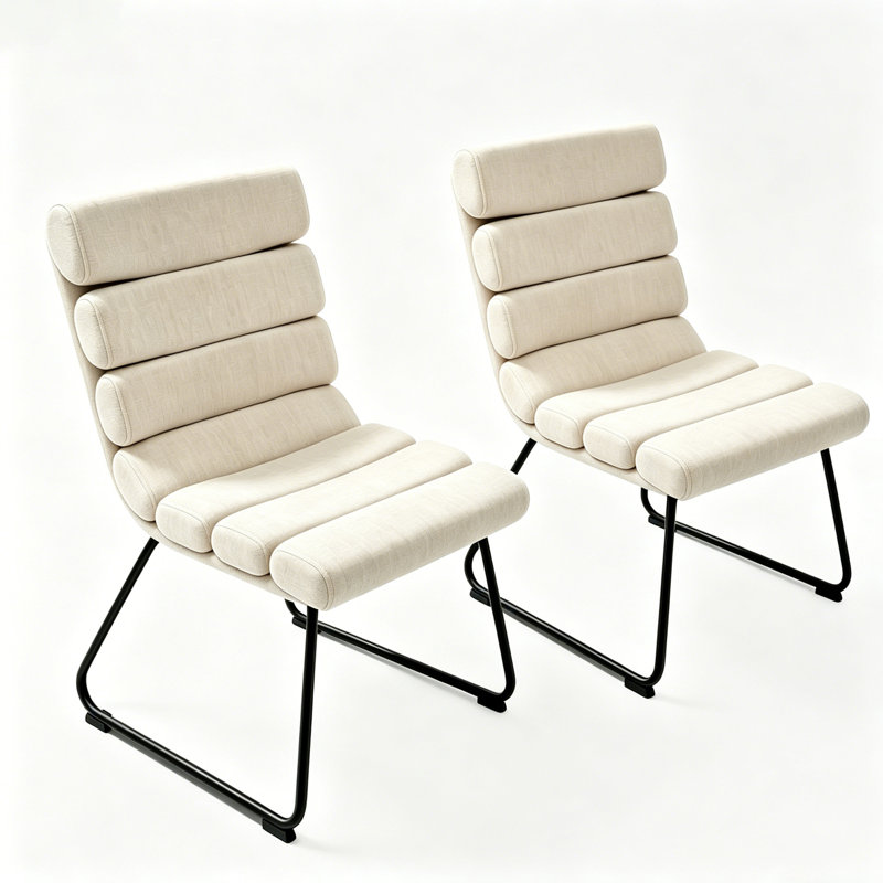 Chaises de salle à manger Comfort, structure en bois et métal beige, cuisine moderne