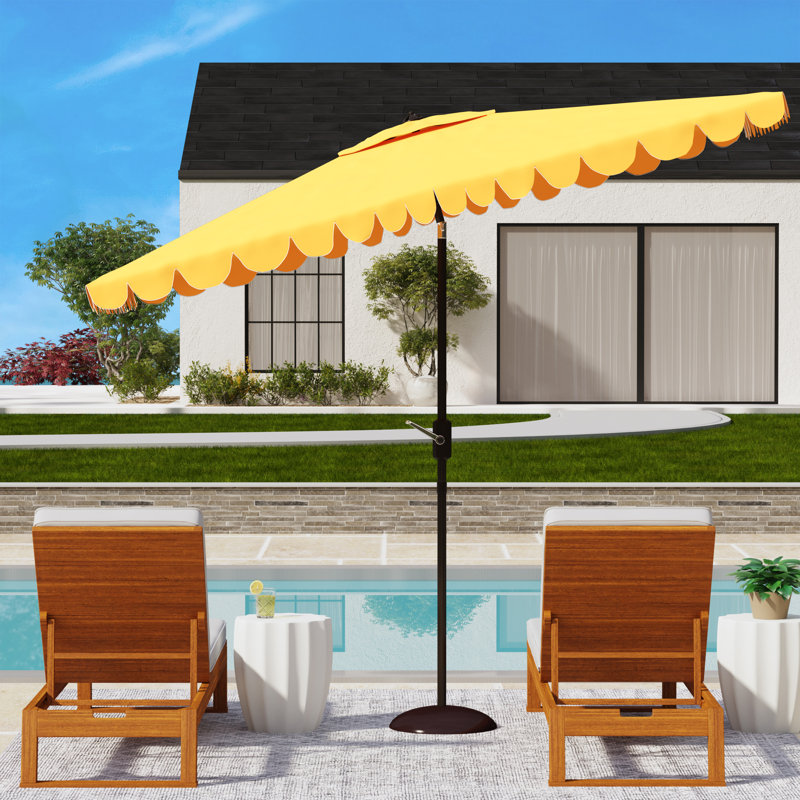 Parasol de marché rectangulaire 118,1 po Teo, Jaune/blanc, Noir