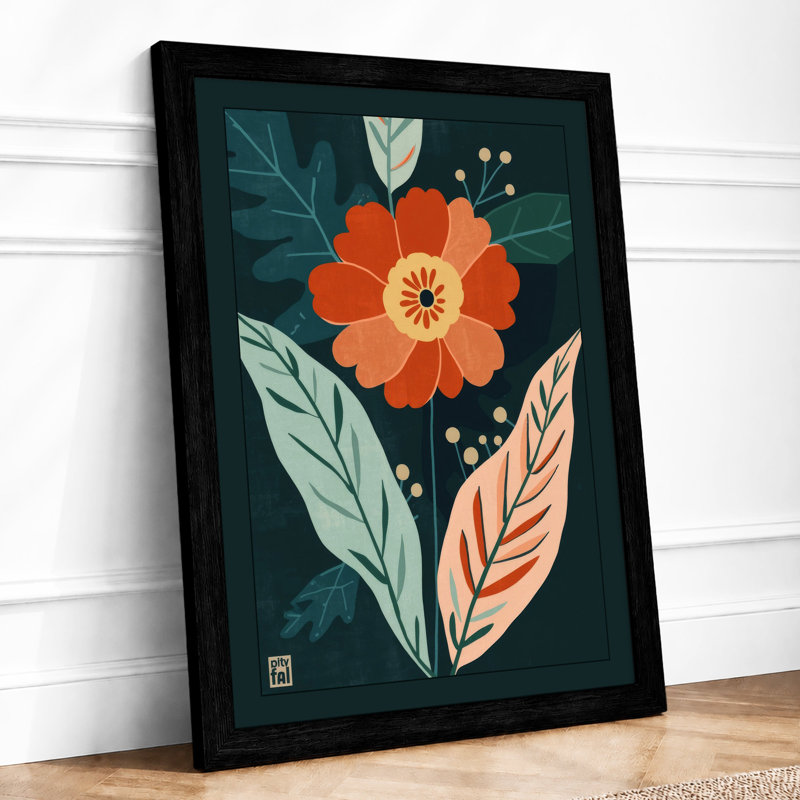 Central Bloom Botanical - Framed Print, A1 - 84.1 x 59.4 cm, Black