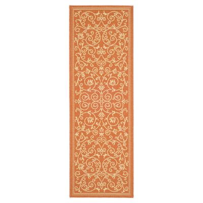 Arneshia Floral Terracotta/Natural Area Indoor/Outdoor Area Rug