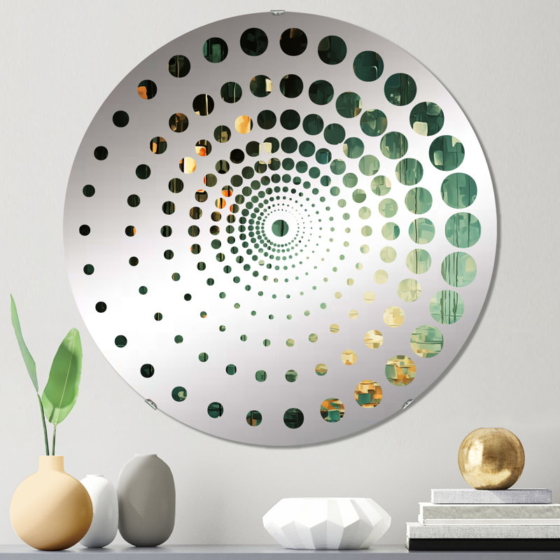 Ambitions des rêves rétro or et bleu sarcelle III - Miroir mural, 31,4 po x 31,4 po