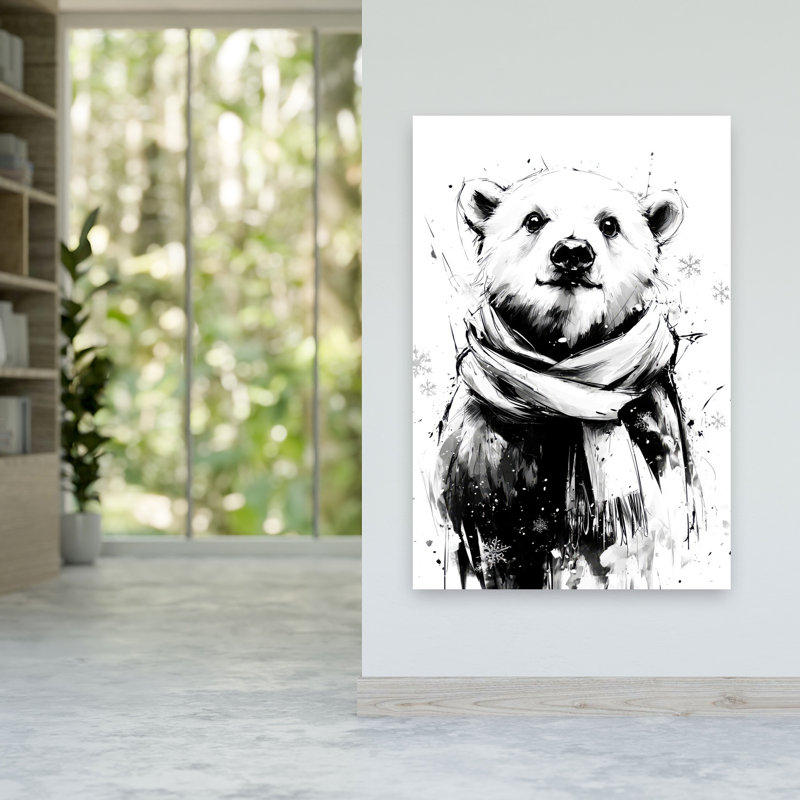 Ours polaire écharpe, paysage contemporain abstrait, art mural, 60" H x 40" W