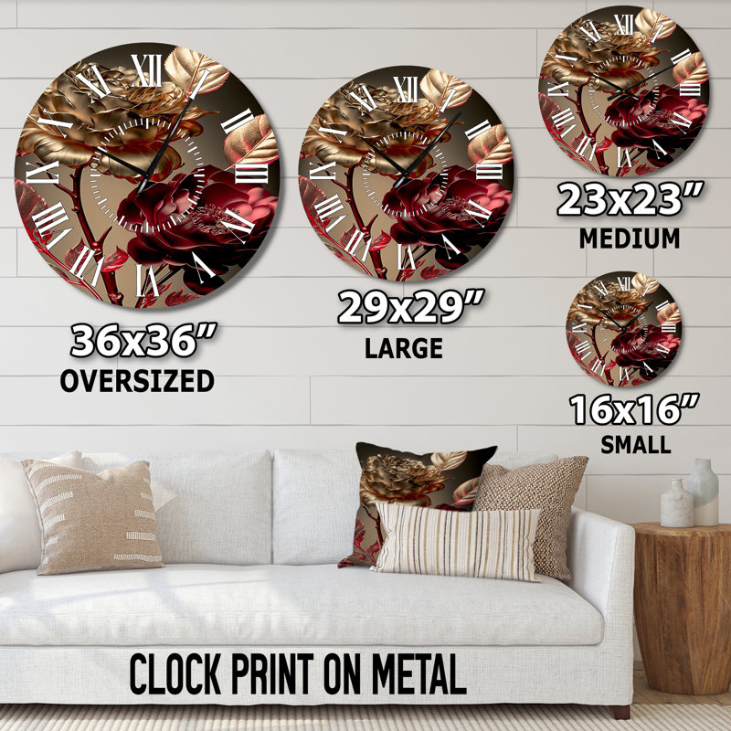 Horloge murale Vintage Glam Rose VI, Grand