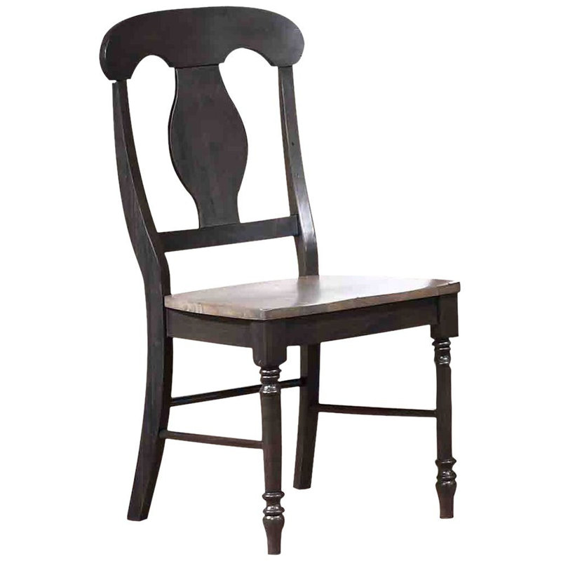 Dheera 18'' H Solid Wood Side Chair, Grey Stone / Black Stone