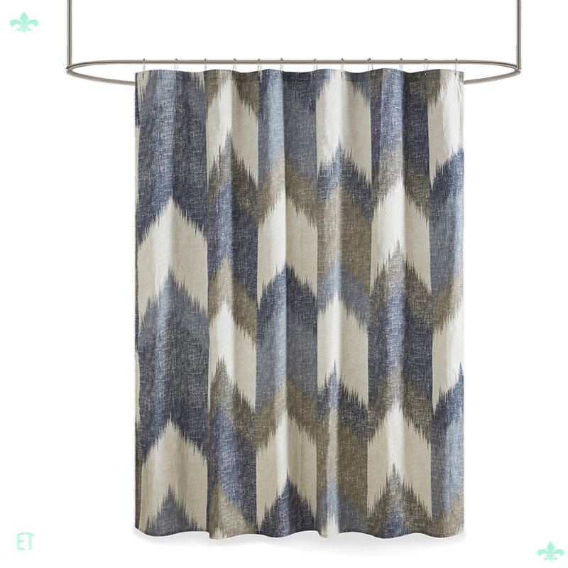 Rideau de douche en coton ， 1pc, Gris, H 72 po x l 72 po