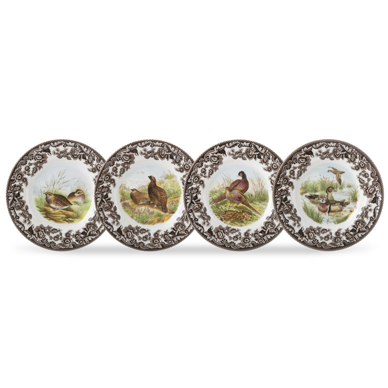 Spode Woodland Canape Plates S/4 Birds 6.5"
