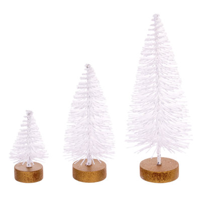  Ensemble de 3 arbres à brosse en sisal blanc de 3 à 5 po, lot de 3