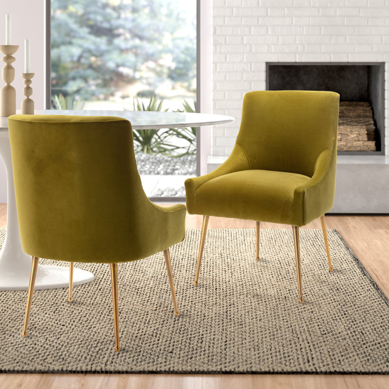 Johileny Velvet Side Chair, Dark Green