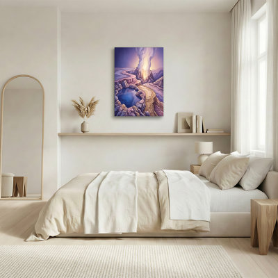 Purple Terraced Rock Pools And Blue Water With Steam Rising Canvas Wall Art