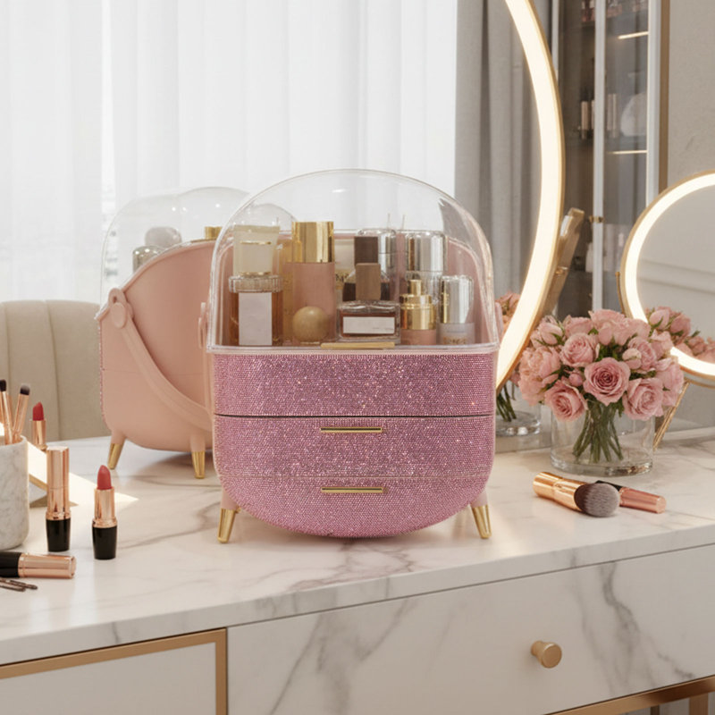 Plastic Makeup Organiser, Pink
