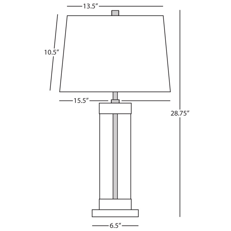 Lampe de table 28,8 po Andre, Transparent avec décorations bronze patiné foncé