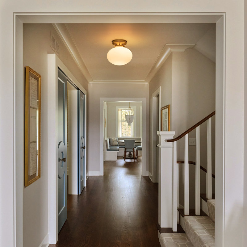 1-light Oval Glass Semi Flush Mount