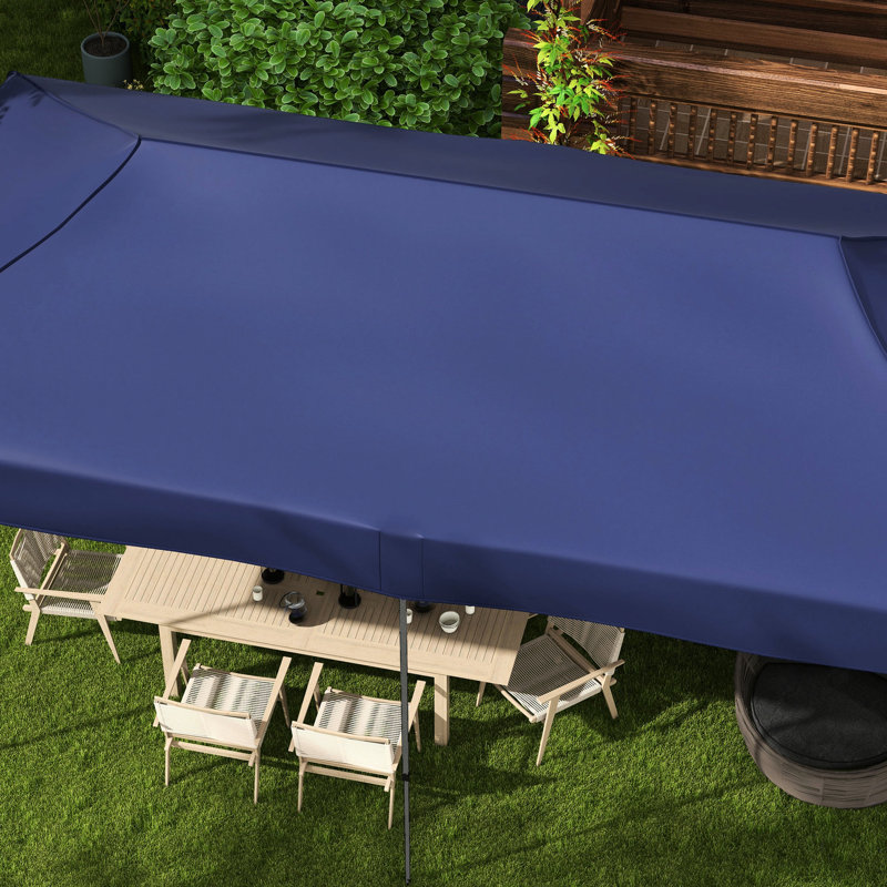 Auvent escamotable 10 pi x 20 pi, réglable en hauteur, à 3 niveaux, bleu foncé, pour le camping et l'escalade en plein air, avec sac à roulettes