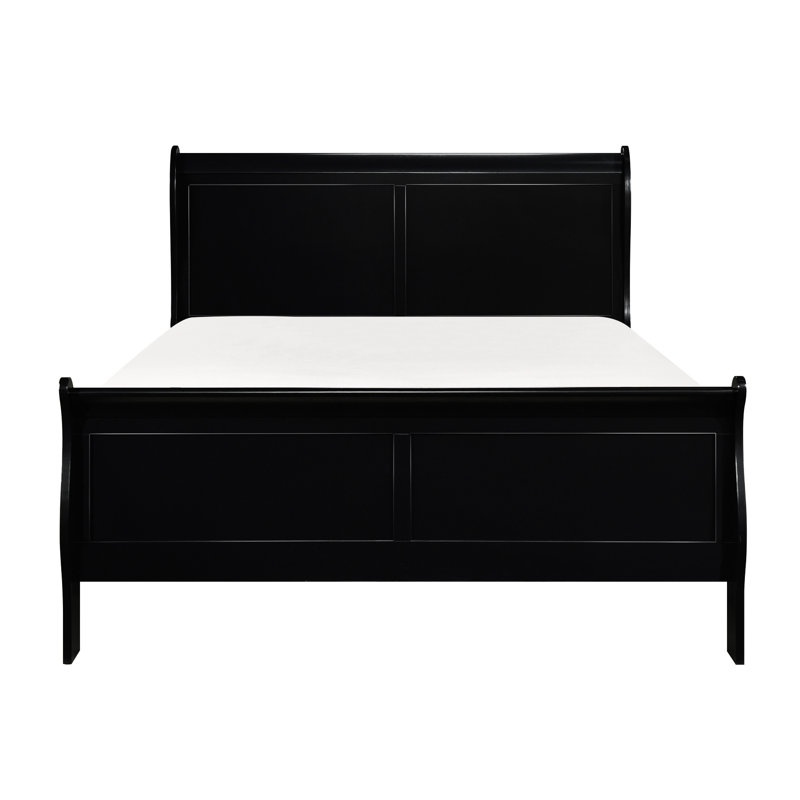 Lit double en bois de style traditionnel noir, pièce de chambre à coucher en bois, livré avec tête de lit et rails, sommier requis, assemblage simple requis, finition en bois pour la chambre à coucher, avec nécessaire, requis