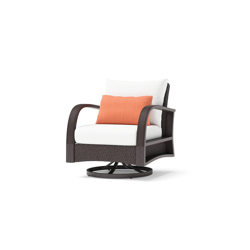 Kechia Swivel Patio Chair With Sunbrella Cushion Covers, Cast Coral Sunbrella® Plainweave