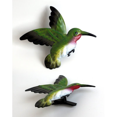 Green Hummingbird Metal Clip On Wall Decor