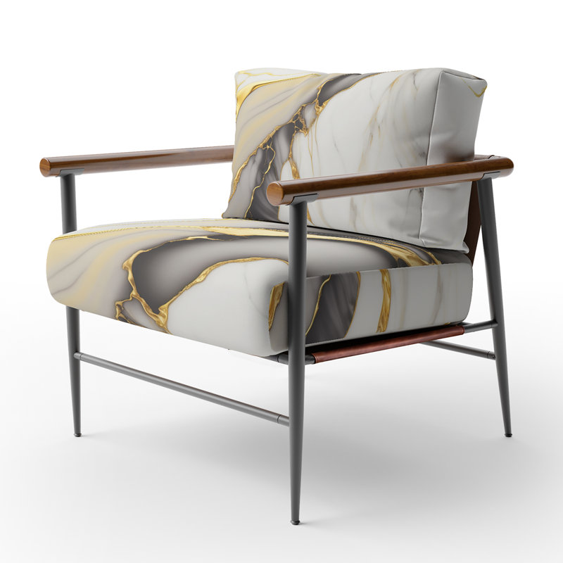 Chaise avec accoudoirs abstraite tapissier Abstract Geode, Noir