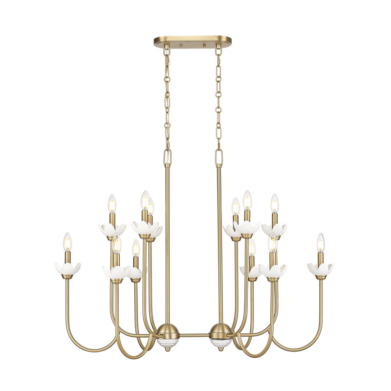 Lustre linéaire moderne Burgett, 12 lumières, Doré, H 30,5 po x l 24,5 po x P 42 po