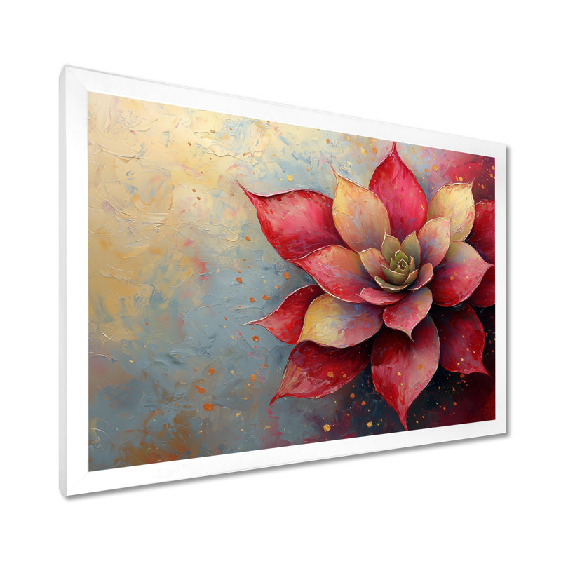 Jacere abstrait vibrant Echeveria Succulent - Succulent Large Art mural, H 34 po x l 44 po, Picture Framed Print, Blanc