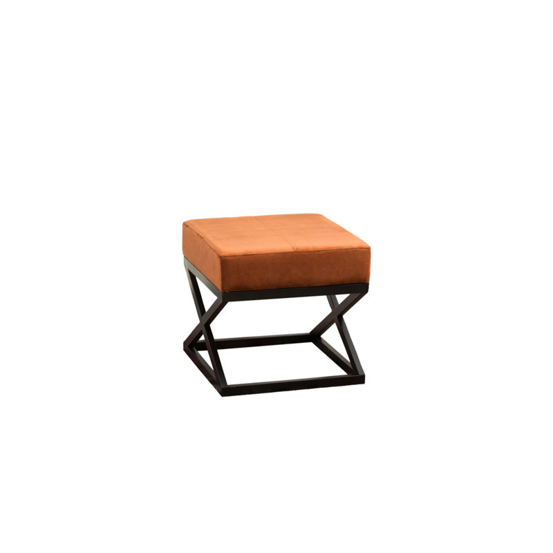 Arellanes 46cm Wide Square Solid Colour Footstool Ottoman, Orange