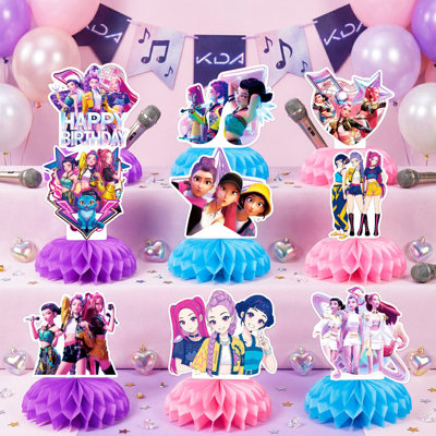 9 pièces de décorations d'anniversaire KPOP Demon Hunters Honeycomb