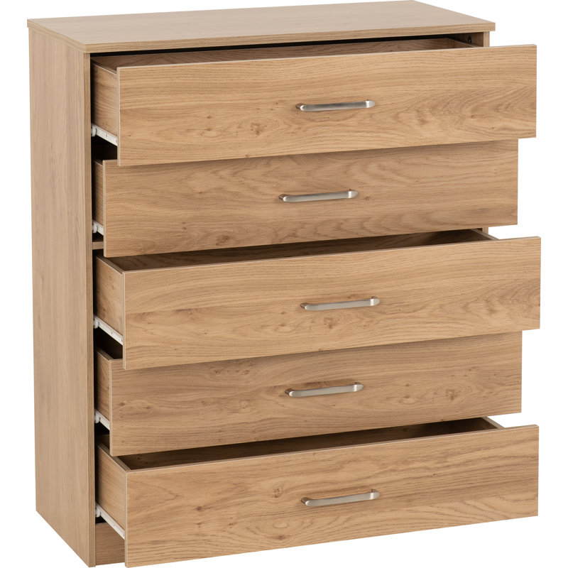 Sumrah 75 cm W Chest of 5 Drawers, Brown