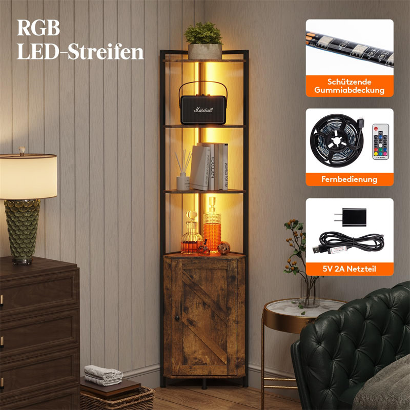 Annettee 172 cm H x 32 cm W Corner Bookcase