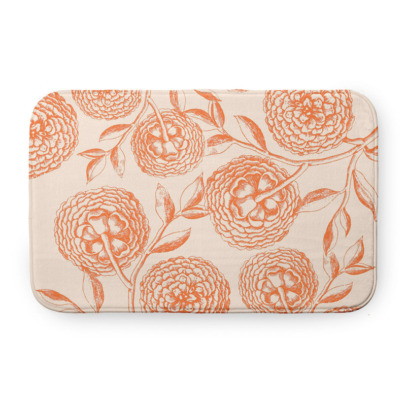 Tapis de bain Flower, L 17 po x L 24 po, Orange