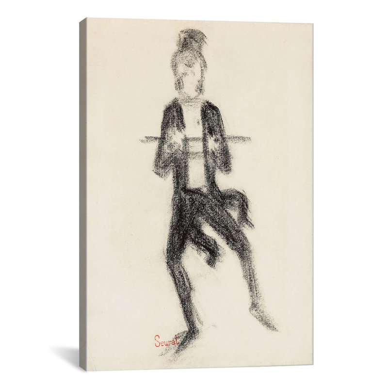 Reproduction d’art sur toile, "le danseur a la canne 1889" par georges seurat, H 26 po x l 18 po x P 1,5 po, Toile tendue