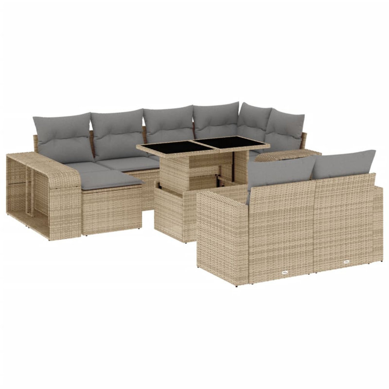  Garden Sofa Set Beige, Light Gray