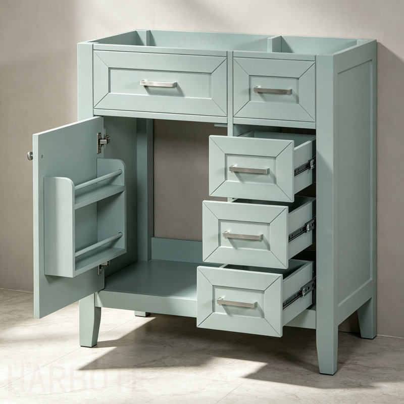 Meuble-lavabo de salle de bain sans lavabo, base d'armoire seulement, armoire de salle de bain avec tiroirs, structure solide et panneau de fibres à densité moyenne
