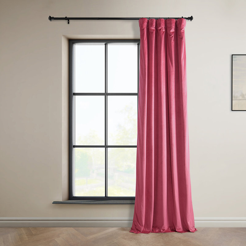 Matra Room Darkening Rod Pocket Single Curtain Panel, 50" W x 96" L, Dark Pink