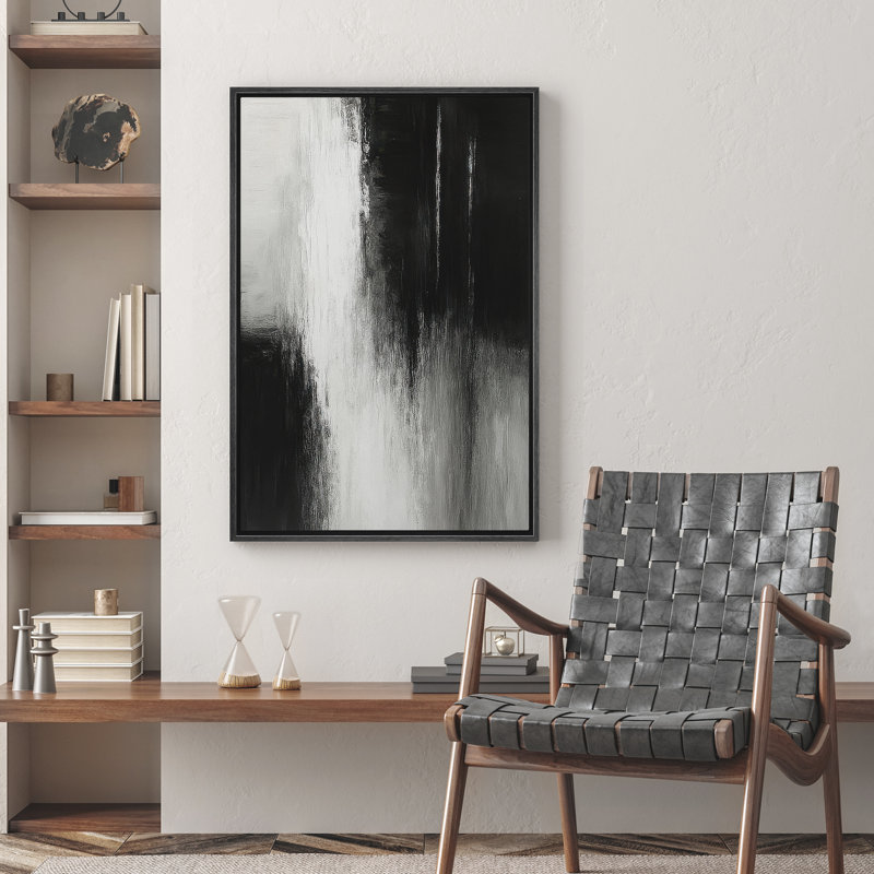 Reproduction d'art abstrait sur toile encadrée pour décoration intérieure moderne, H 24 po x l 16 po, Noir