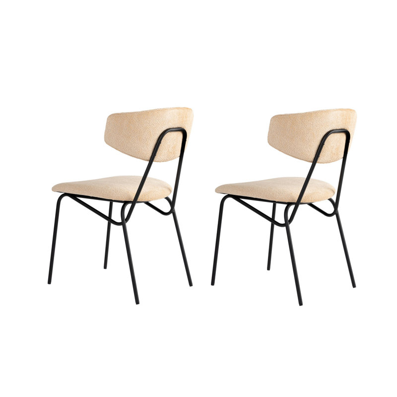 Ensemble de chaises modernes (2 pièces), beige et noir, 18,9 po x 31,5 po x 23,2 po | Structure 100% hêtre, tissu chenille 100% coton, coussin confortable en mousse de 3 po | Élégant et durable pour le salon ou la salle à manger
