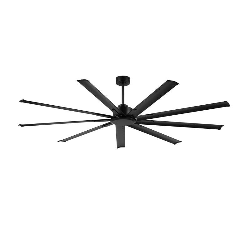 Ventilateur de plafond d'intérieur 9 pales avec télécommande Ayodele, Noir, noir, noir, noir