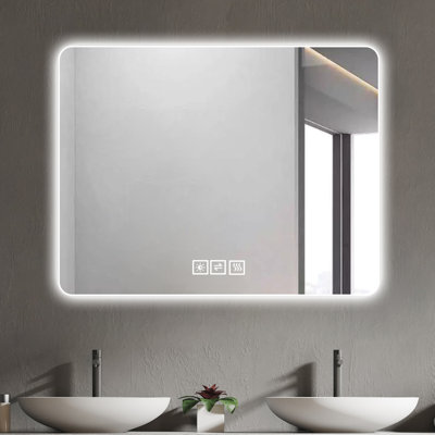 Miroir de salle de bain à DEL: brouillard, 5 niveaux réglables, miroir de conception dans la salle de bain: 3 lumières de couleur, preuve, résistance à la corrosion