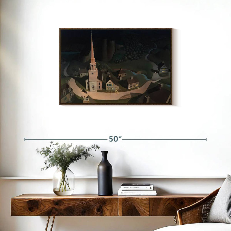 Tour de minuit de Paul Revere, 46 po x 31 po, Cadre flottant noyer