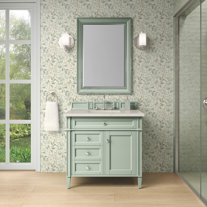 Deleon 36" Single Bathroom Vanity Set, Sage Green, 8" Widespread, Siberian