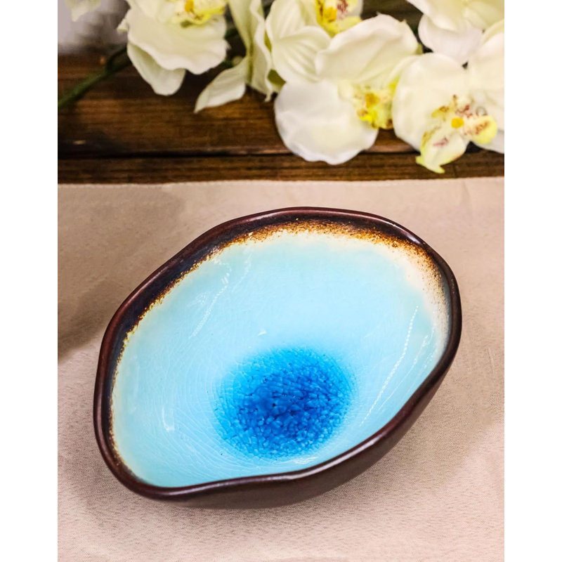Paquet de 6 petits bols à riz de forme irrégulière en porcelaine bleue Aozora Kannyu 10 oz