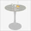 Table basse Mid-Century moderne en marbre veiné blanc, parfaite pour les petits espaces et les repas de 2 à 4 personnes-689676357-689676382