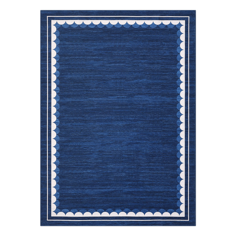 Contemporary Washable Rugs Low Pile Non Slip Soft Stain Resistant Modern Border Carpet Foldable Floor Mats, Rectangle 5' x 7'