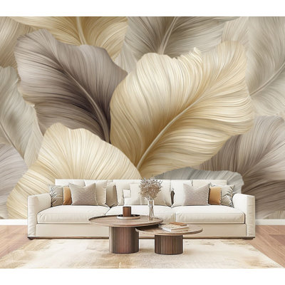 Papier peint adhésif à motif de feuilles tropicales esquissées à la main Boho H 69 po x l 96 po, papier peint amovible en PVC auto-adhésif pour chambre à coucher, bureau à domicile