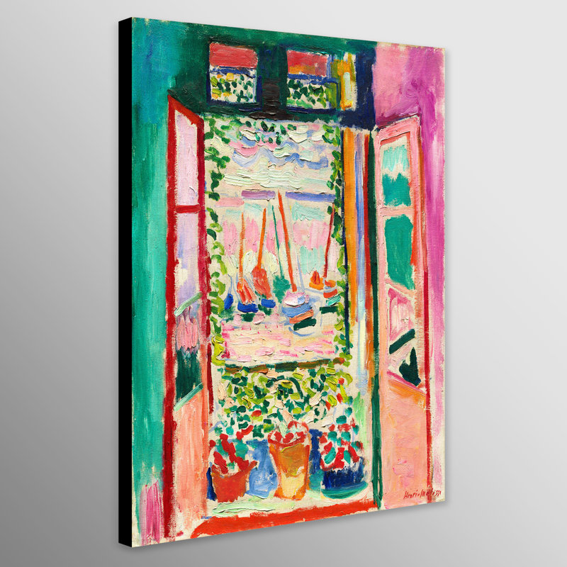 Open Window by Henri Matisse - Closed Corner Frame Print on Canvas, 41cm H x 31cm W x 4cm D