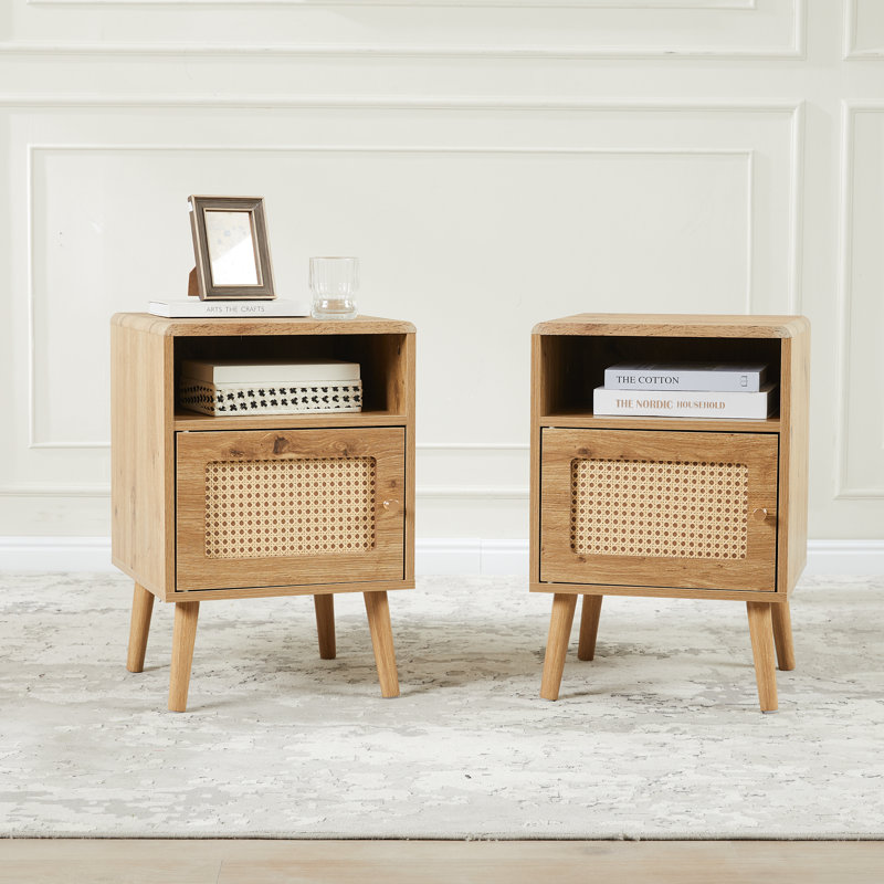 Table de chevet avec tablette ouverte et porte (ensemble de 2)