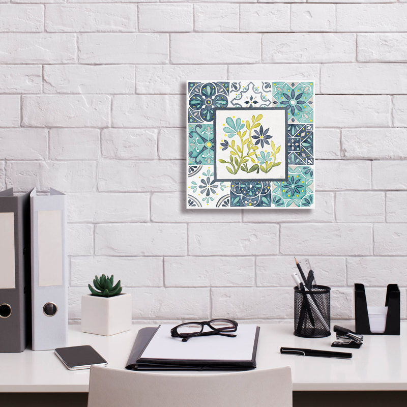 «Garden Getaway Patchwork 4» par Laura Marshall, art mural sur toile, H 12 po x l 12 po x P 0,75 po