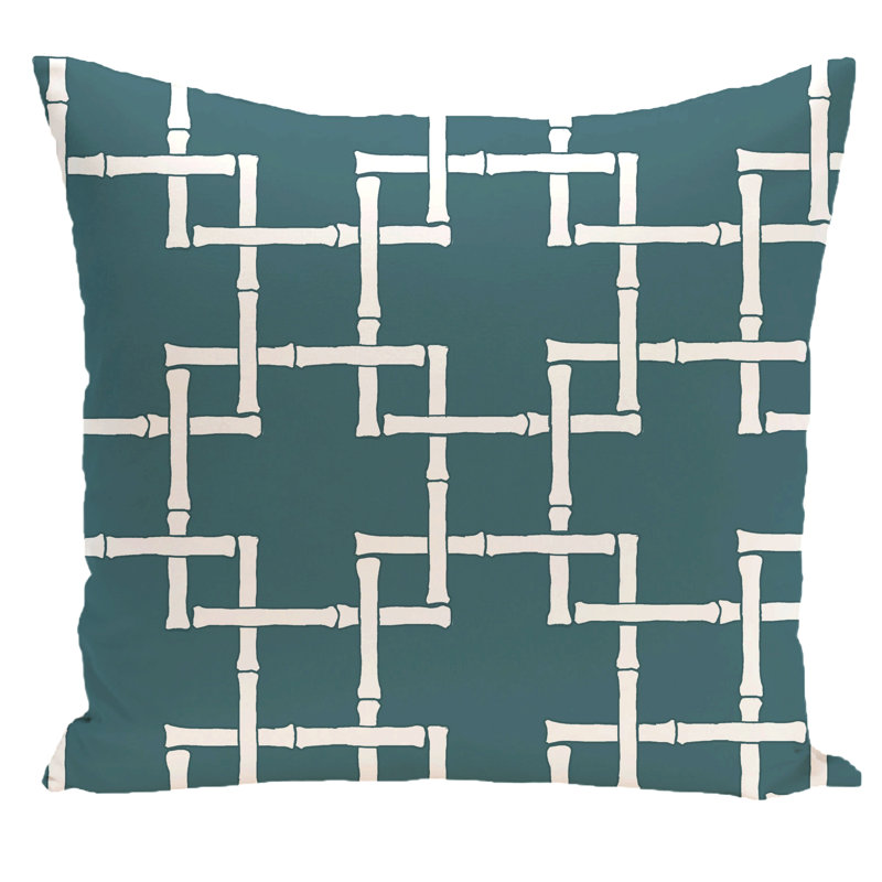 Housse et insert pour coussin d'extérieur Botanical Blooms, Bleu sarcelle