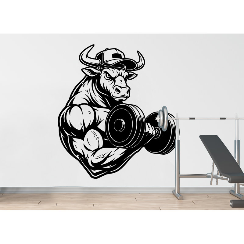 Autocollant mural Bull Gym, H 19 po x l 17 po, Rose pastel