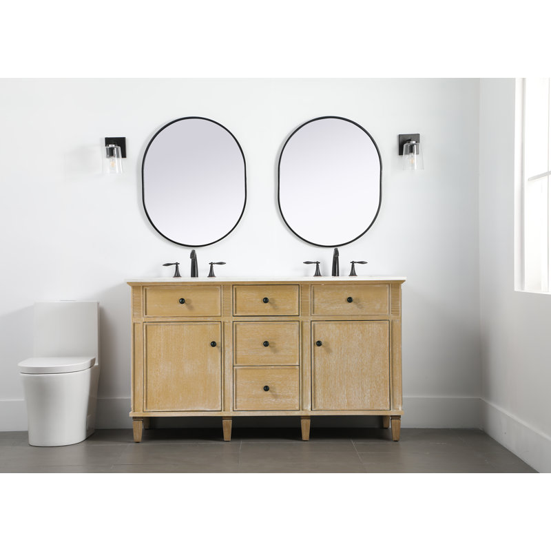 Greeicy 60" Bordeaux Bathroom Vanity, Antique Oak