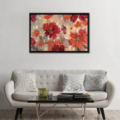 «Magenta And Coral Floral», reproduction d'impression sur toile tendue