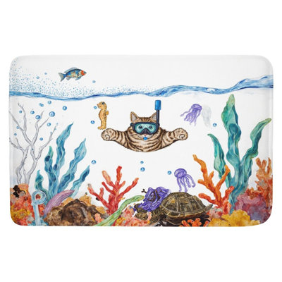 Tapis de bain sous-marin pour chat, 16 x 24